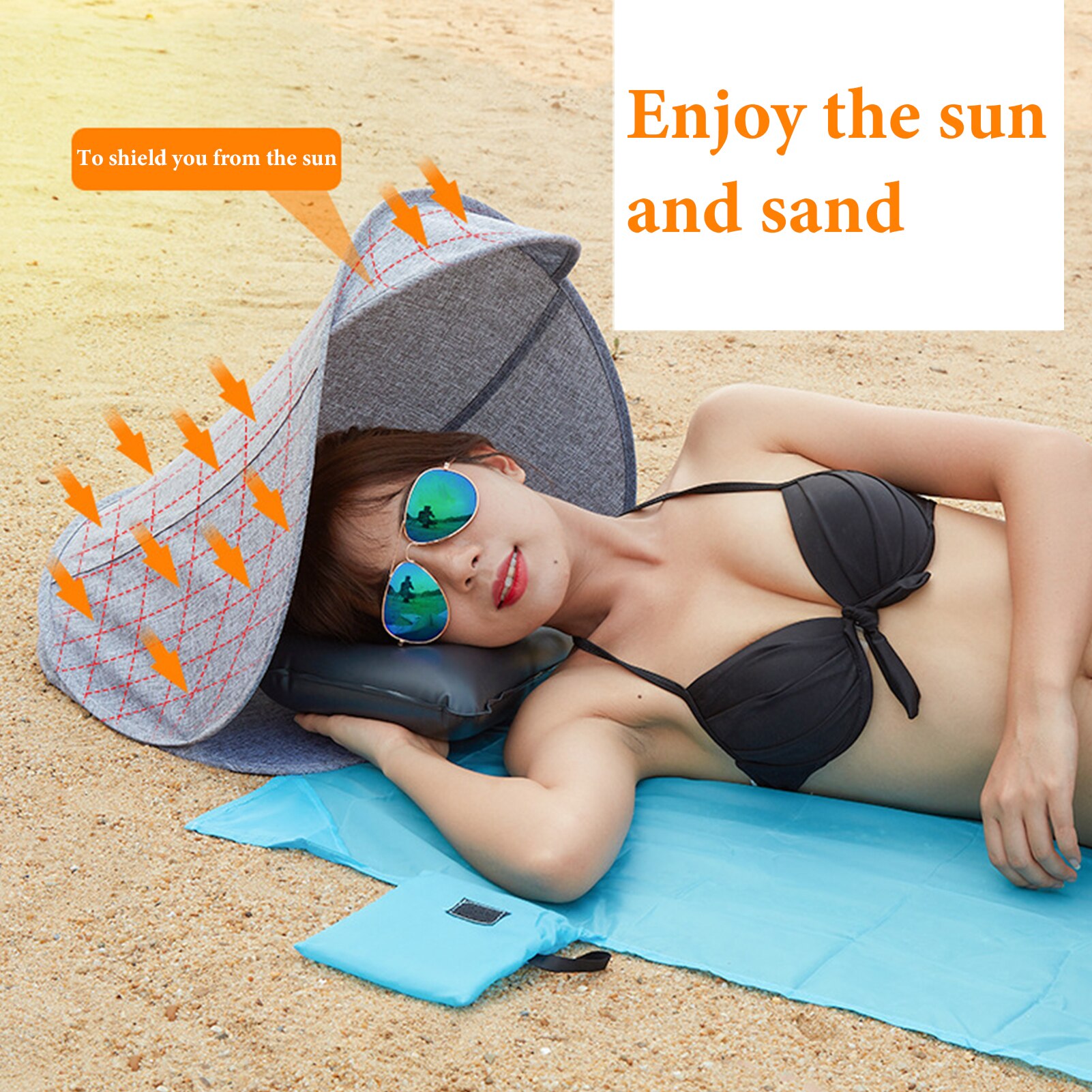 Cheap Goat Tents Portable Head Tent Beach Sun Shelters Mini Sunbathing Head Tent Windproof Sand Proof Canopy Headrest Portable Pop Up Shade Tents   